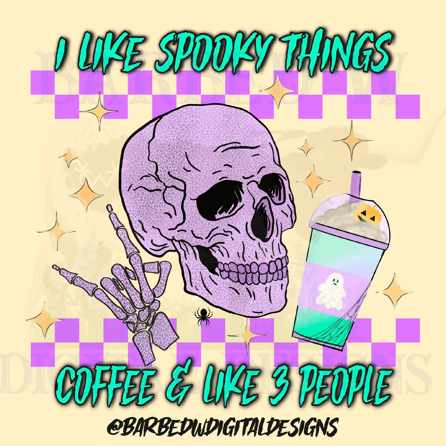 Spooky things png, antisocial png, halloween coffee png, pastel halloween png, skull png, checkers png, alternative png, spooky iced coffee