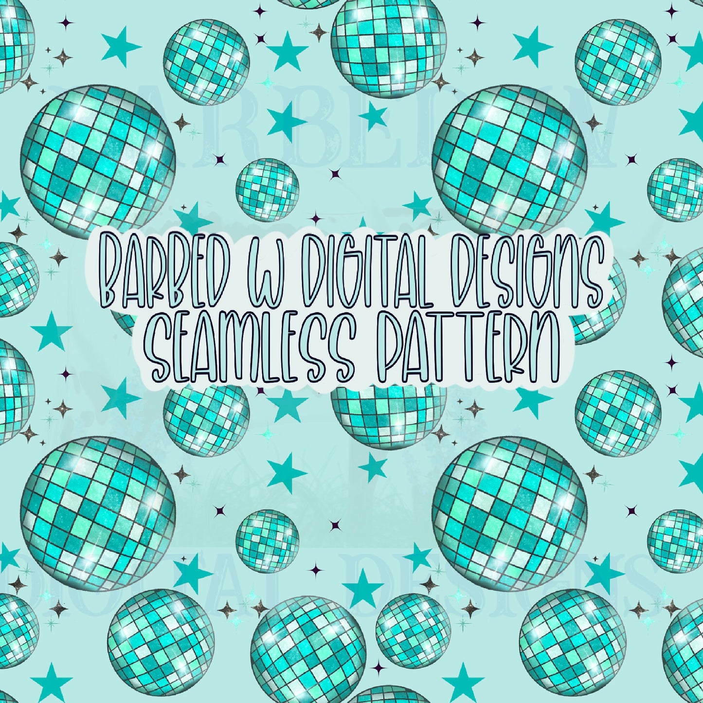 Retro disco ball Seamless Pattern, disco png, retro png, western png, punchy png, blue fabric pattern, western pattern, pastel pattern