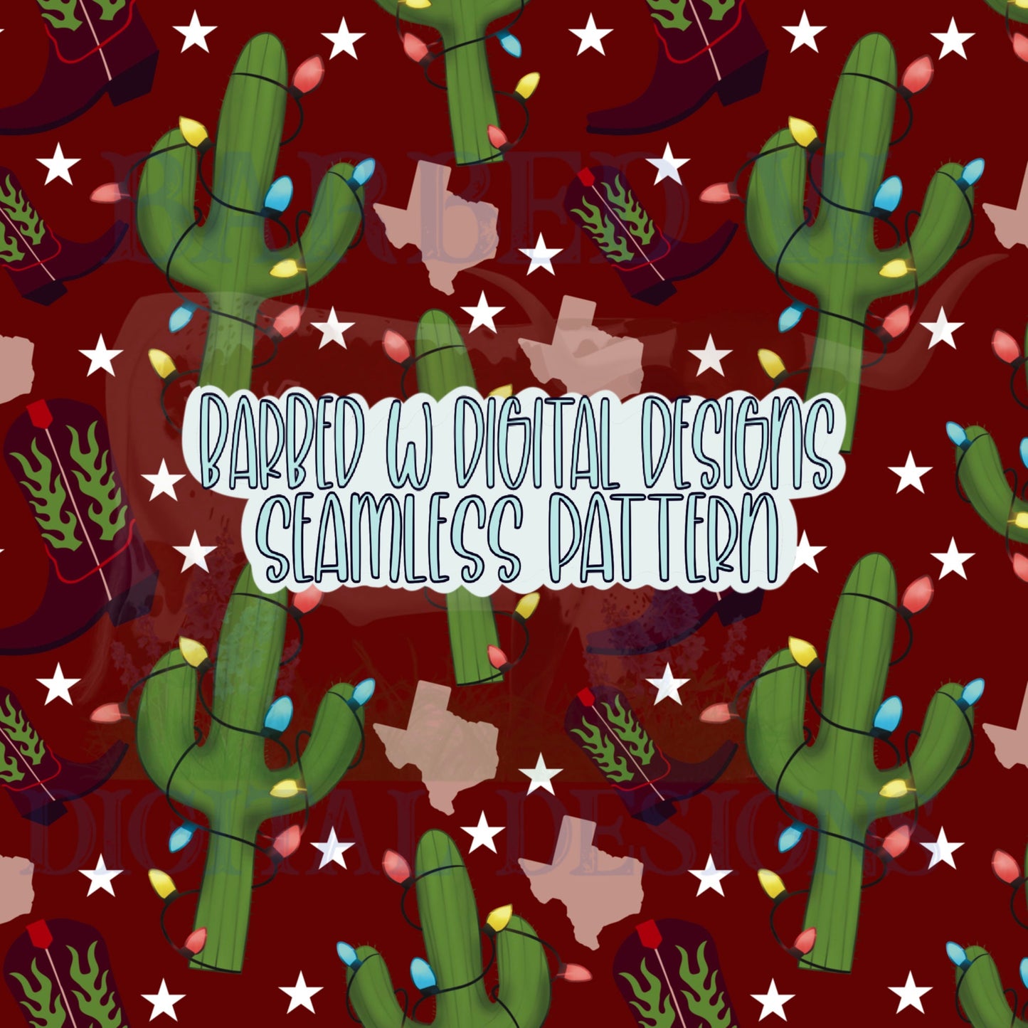 Texas Christmas seamless pattern png, Punchy png, western Christmas png, western seamless png, texas png, cowboy png, cowboy christmas png