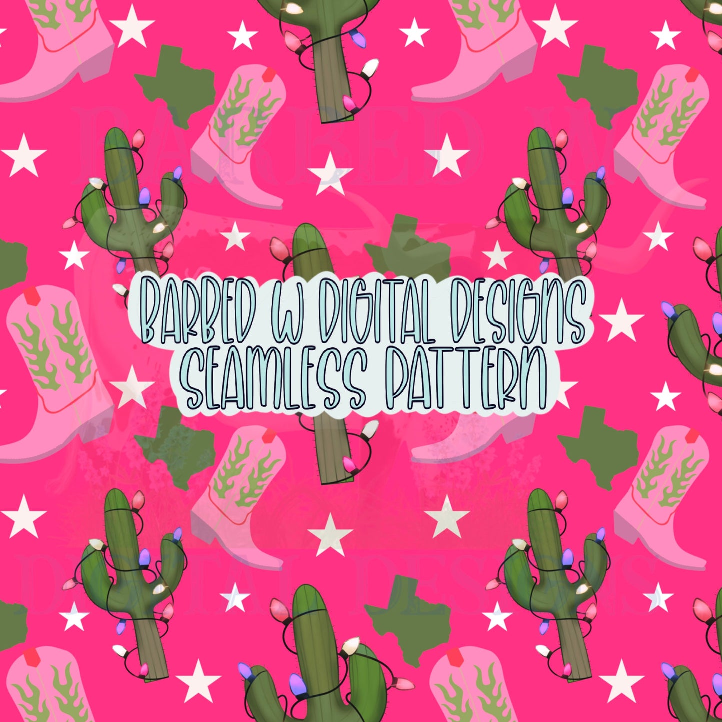 Texas Christmas seamless pattern, Punchy png, western Christmas png, cactus christmas tree png, texas png, cowboy png, cowgirl christmas png