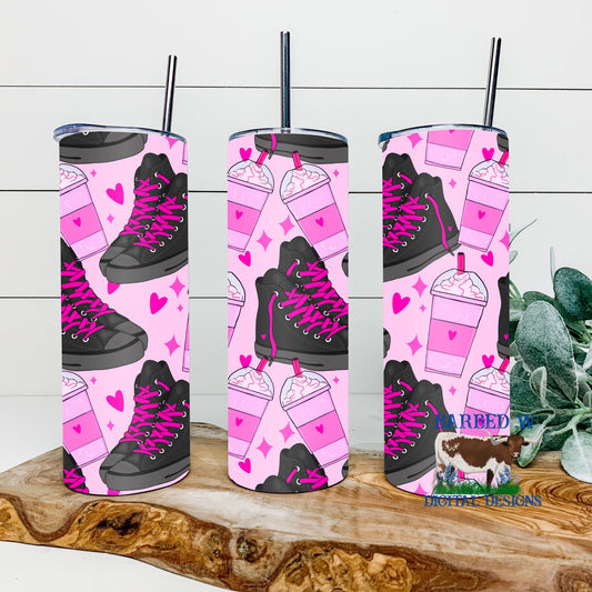 Valentines tumbler wrap, converse tumbler png, hearts tumbler png, pink tumbler png, seamless tumbler wrap, 20 oz, skinny, straight