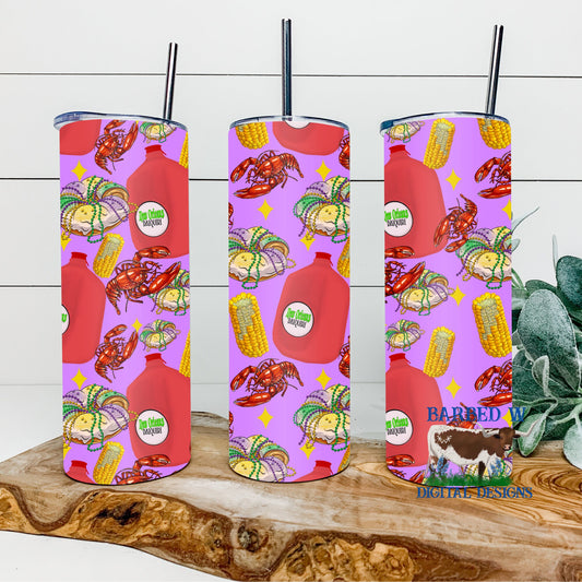 crawfish tumbler png, king cake tumbler png, cajun tumbler png, louisiana tumbler png, crawfish boil tumbler png, seamless tumbler png