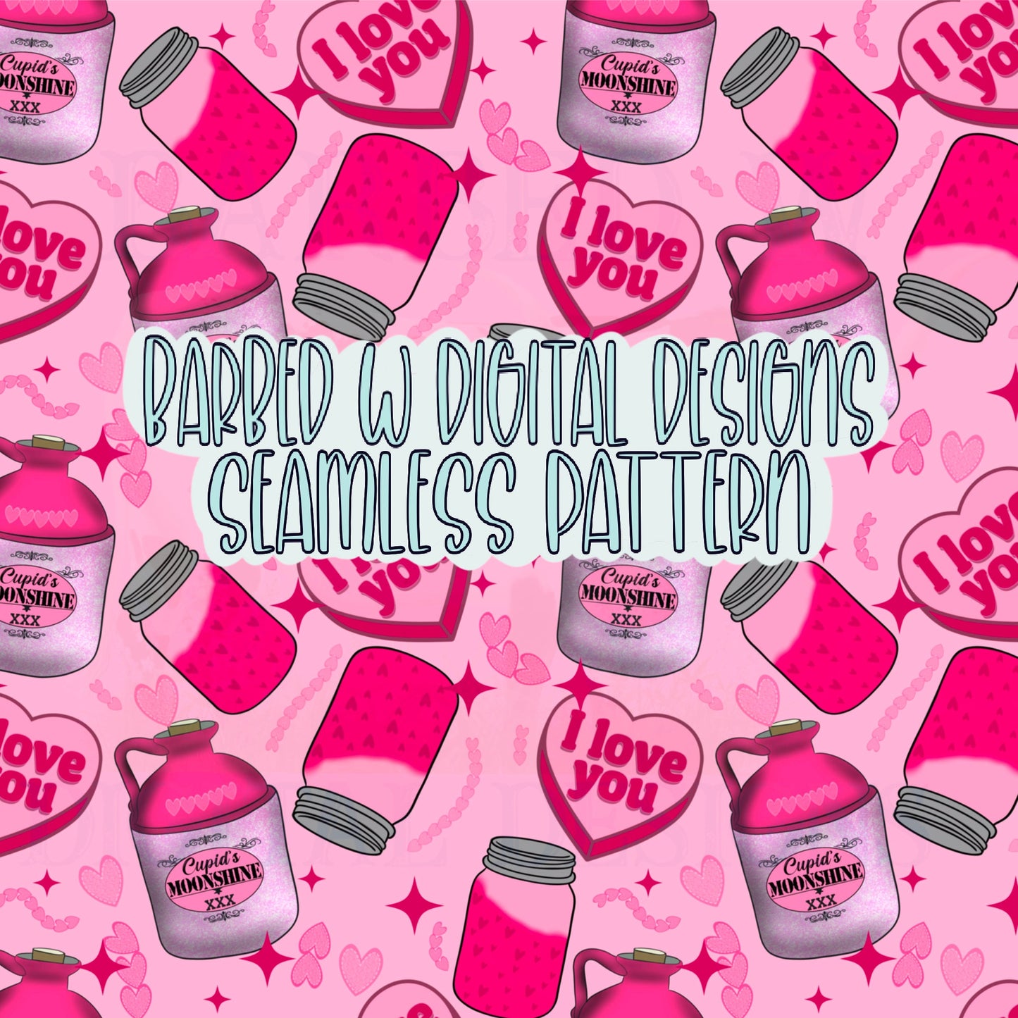 Valentines seamless pattern, moonshine png, valentines png, hearts png, pink png, conversation hearts fabric pattern, pink pattern