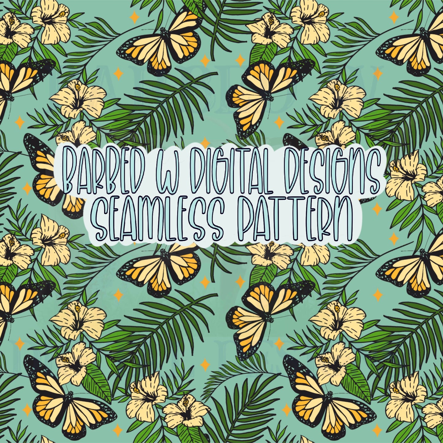 Butterfly seamless pattern, floral png, spring png, easter png, floral fabric pattern, summer fabric pattern, spring pattern, boho pattern