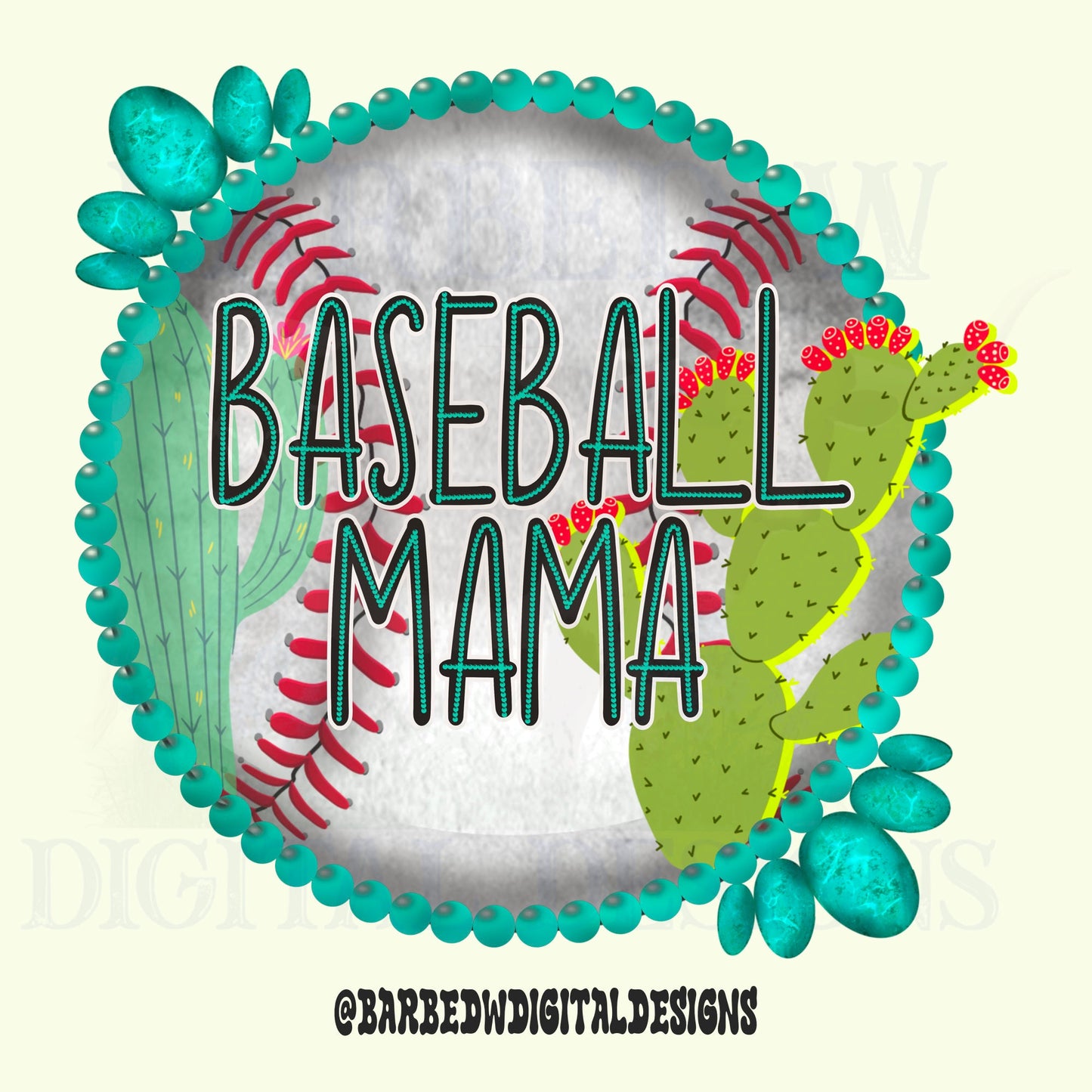 Baseball Mama png, western baseball png, turquoise png, cactus png, western png, mama png, baseball design file, baseball sublimation, dtf