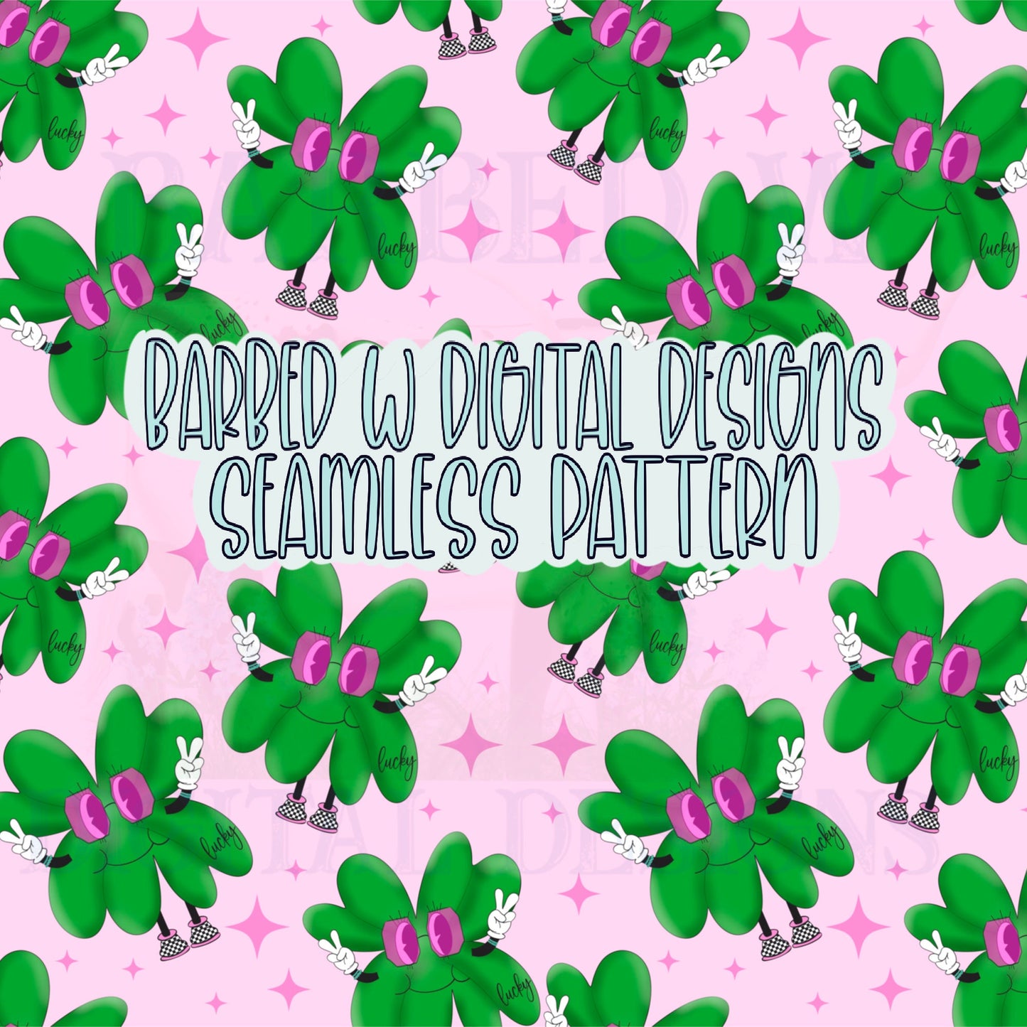 St. Patrick’s day seamless pattern, shamrock png, retro png, turquoise png, pink fabric pattern, shamrock pattern, four leaf clover pattern