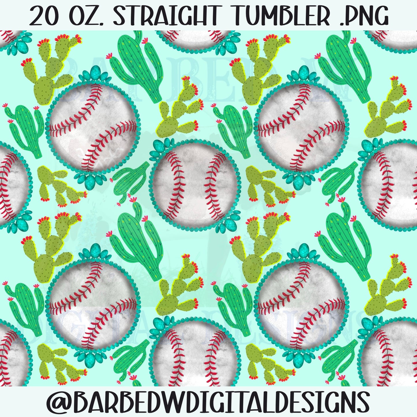 Baseball tumbler png, western baseball tumbler png, turquoise tumbler png, cactus tumbler png, western tumbler png, seamless tumbler png