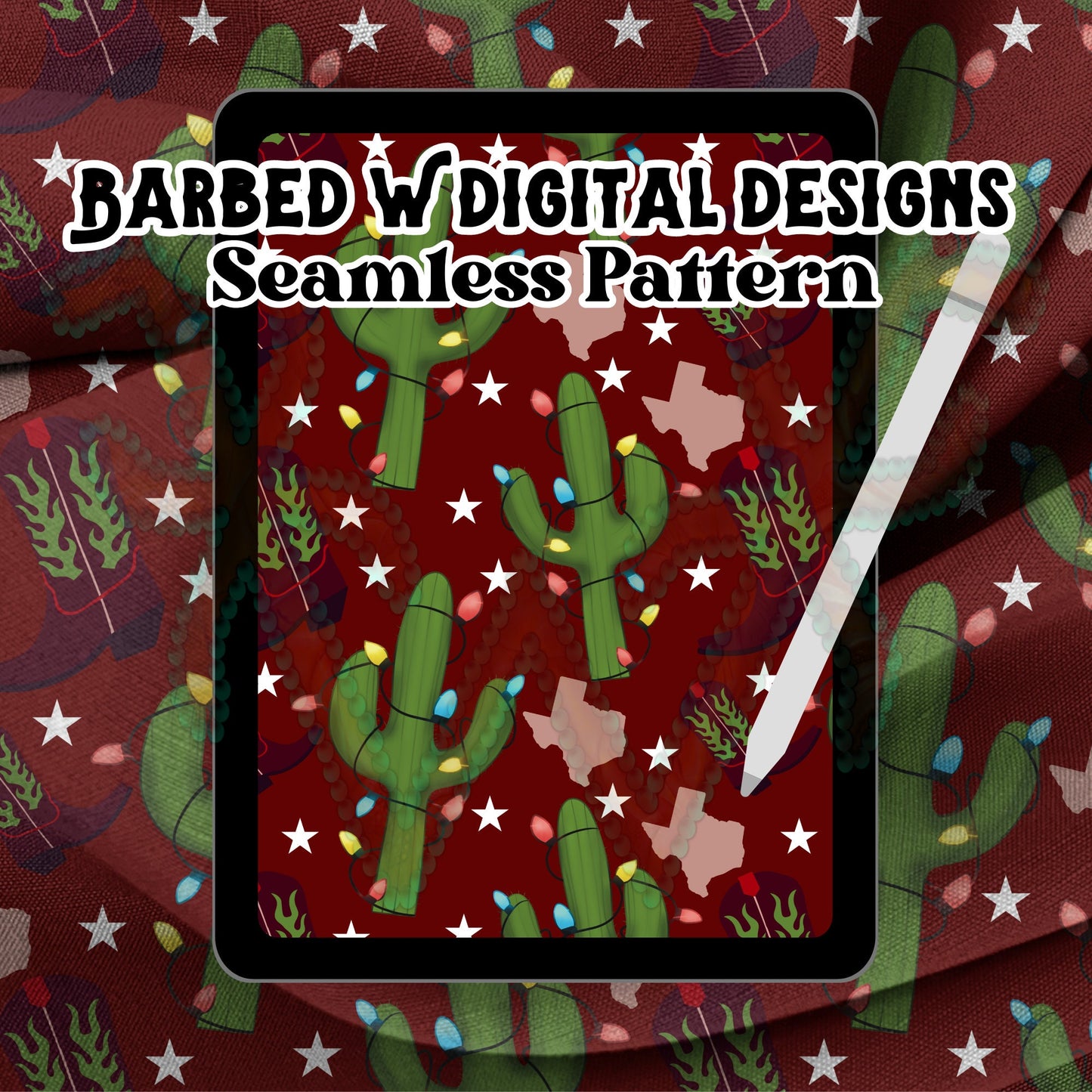 Texas Christmas seamless pattern png, Punchy png, western Christmas png, western seamless png, texas png, cowboy png, cowboy christmas png