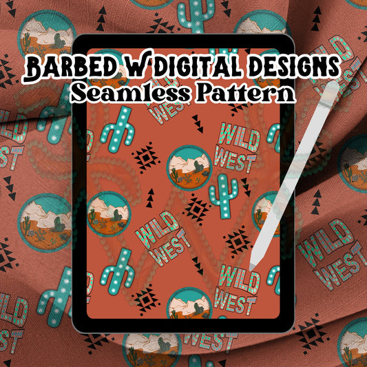 Southwestern seamless pattern, cowboy, punchy, Aztec pattern, cactus, Wild West png, western fabric pattern, unisex western pattern