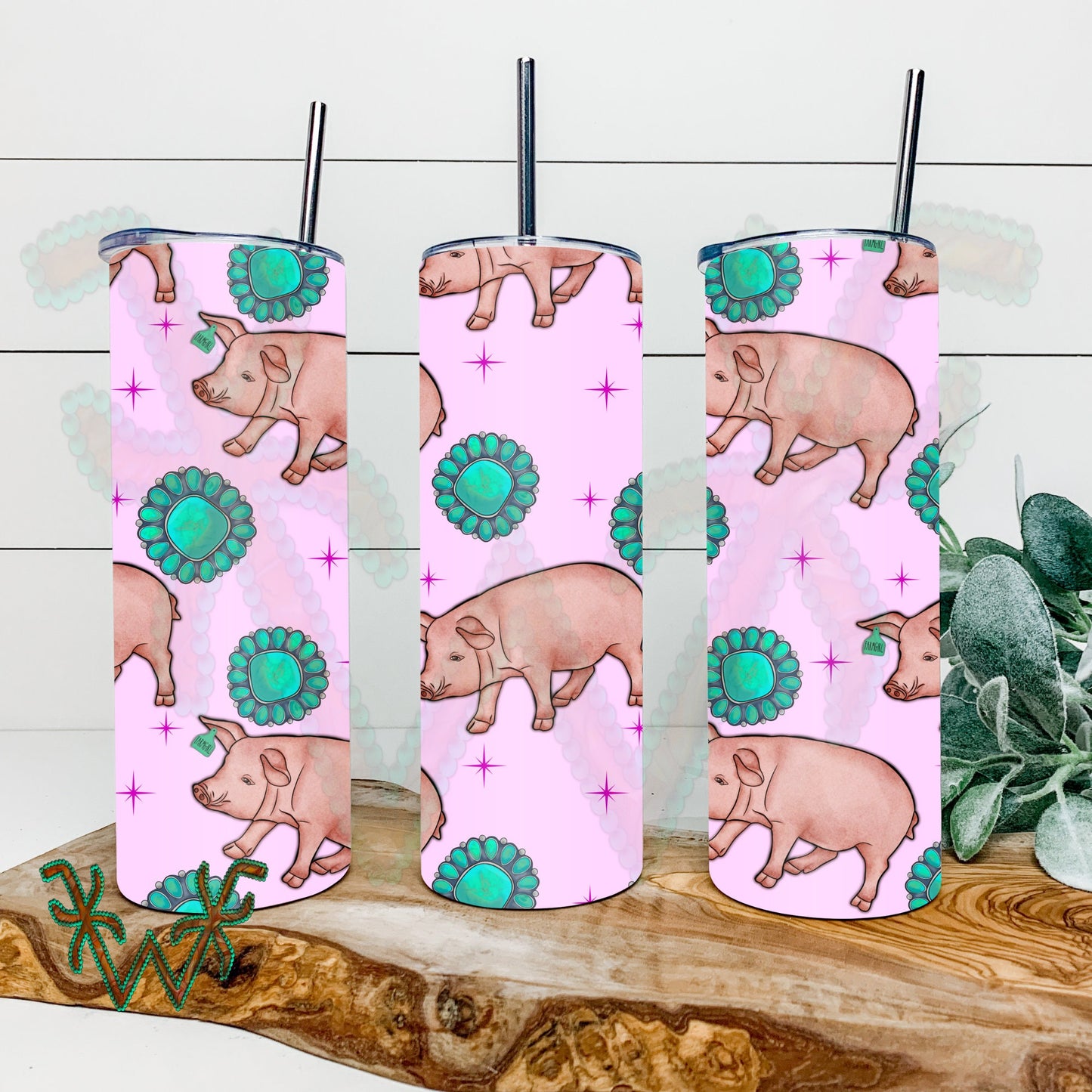 Pig tumbler png, turquoise tumbler png, farmgirl tumbler png, farm tumbler png, cattle tag tumbler png, seamless tumbler png, stock show png