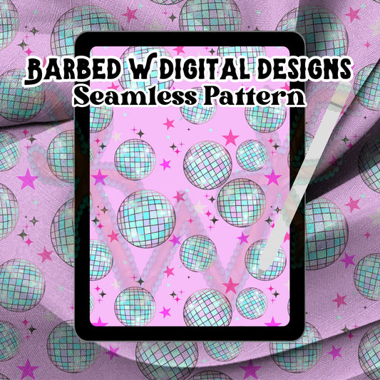 Retro disco ball Seamless Pattern, disco png, retro png, western png, punchy png, pink pattern, groovy png, disco ball png, trendy png