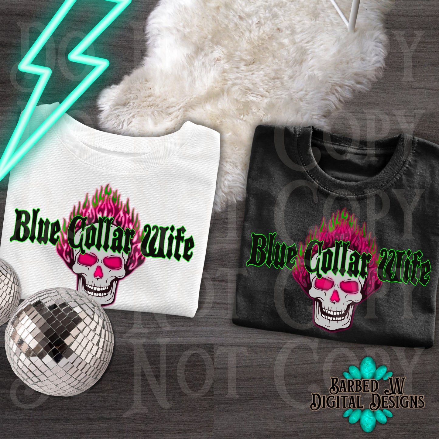 Yallternative png, alternative png, blue collar wife png, blue collar png,  skull png, western png, neon png, sublimation design