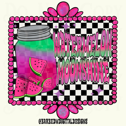 Watermelon moonshine png, moonshine png, watermelon png, summer png, pink png, checkers png, neon summer png, western summer png, retro png