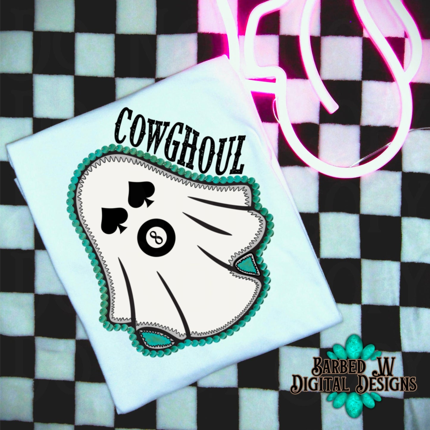 Cowghoul png, cowgirl png, cowgirl Halloween png, Halloween png, western Halloween png, yallternative png, turquoise ghost png, spooky png