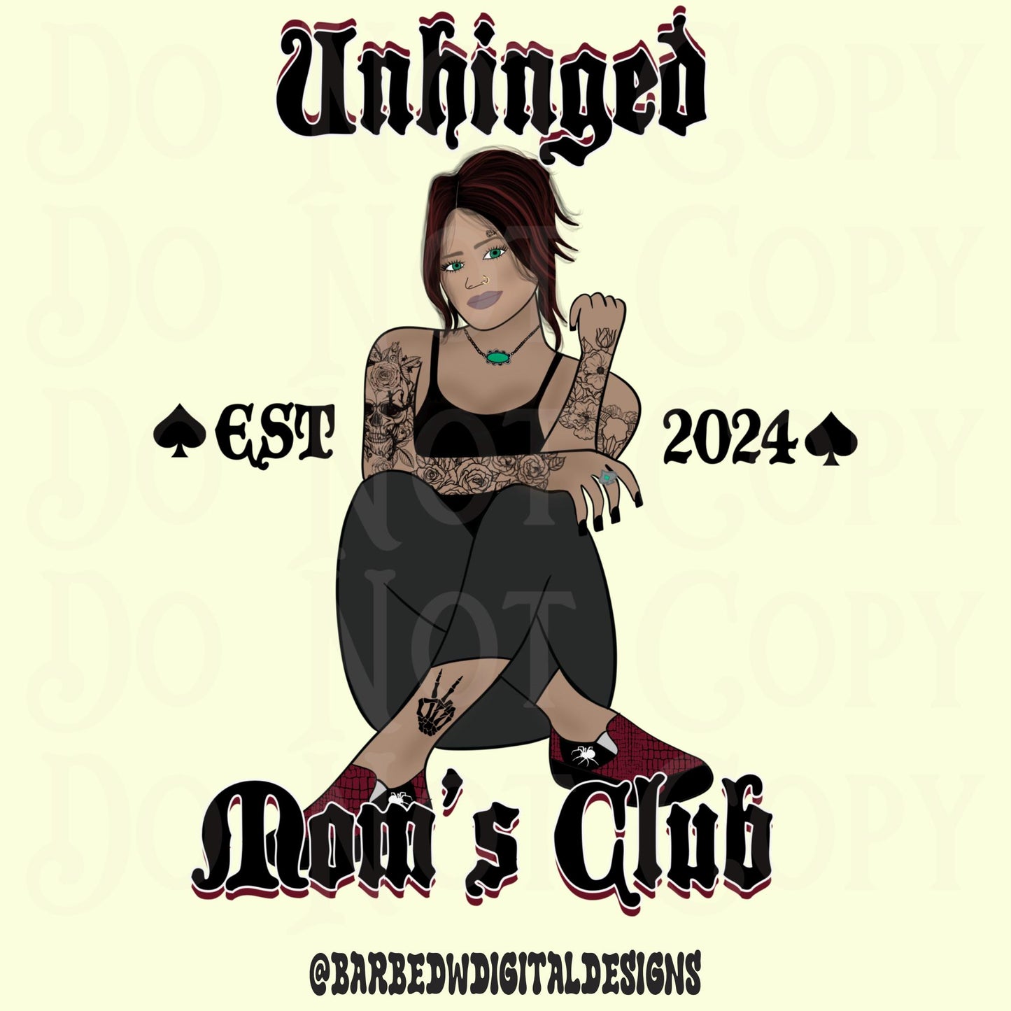 Unhinged moms club png, alternative png, yallternative png, mom png, turquoise png, baddie png, mommy png, mama png, rock n roll png, goth