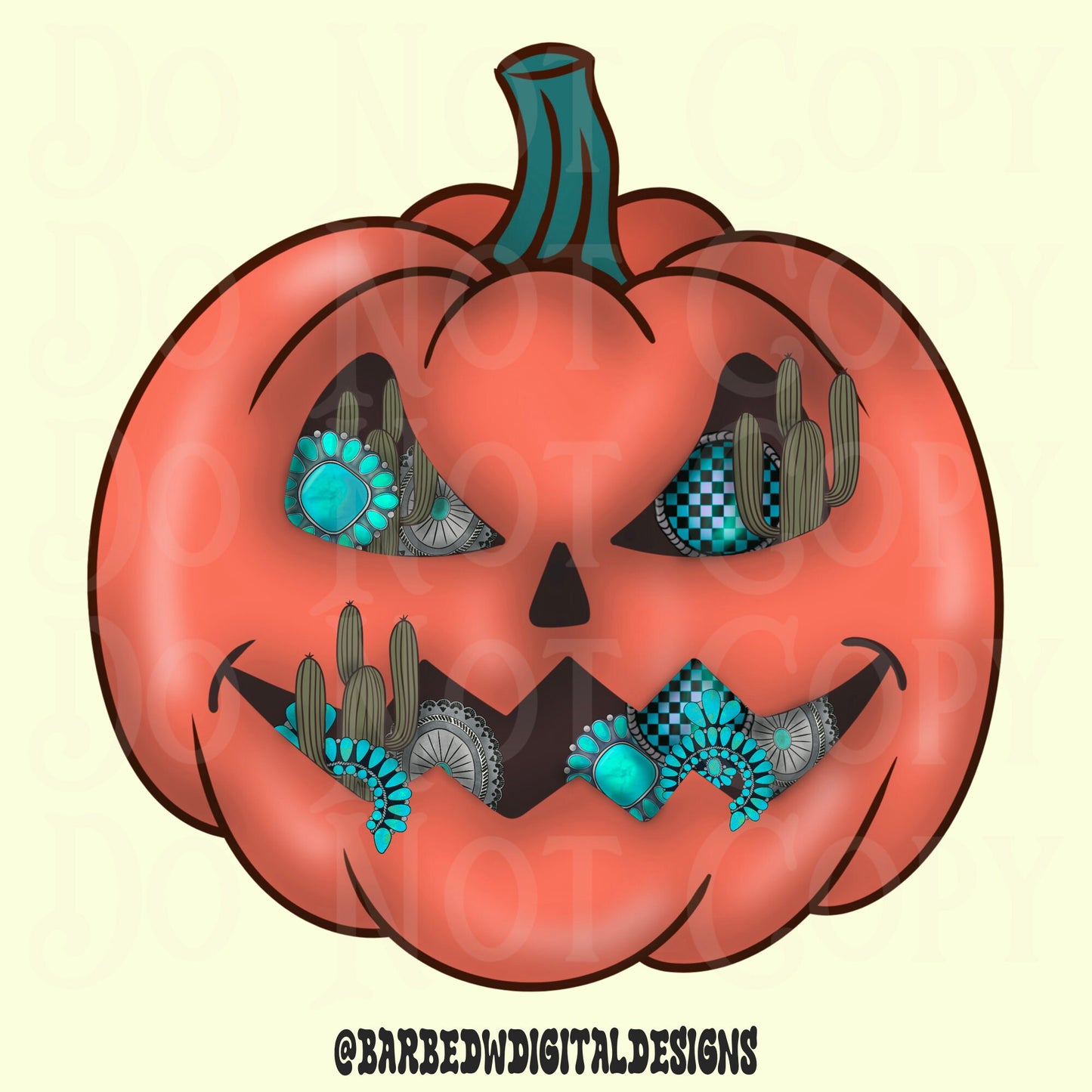 Happy fall png, turquoise pumpkin png, western fall png, turquoise png, punchy png, yallternative png, pumpkin png, Halloween png, cowgirl