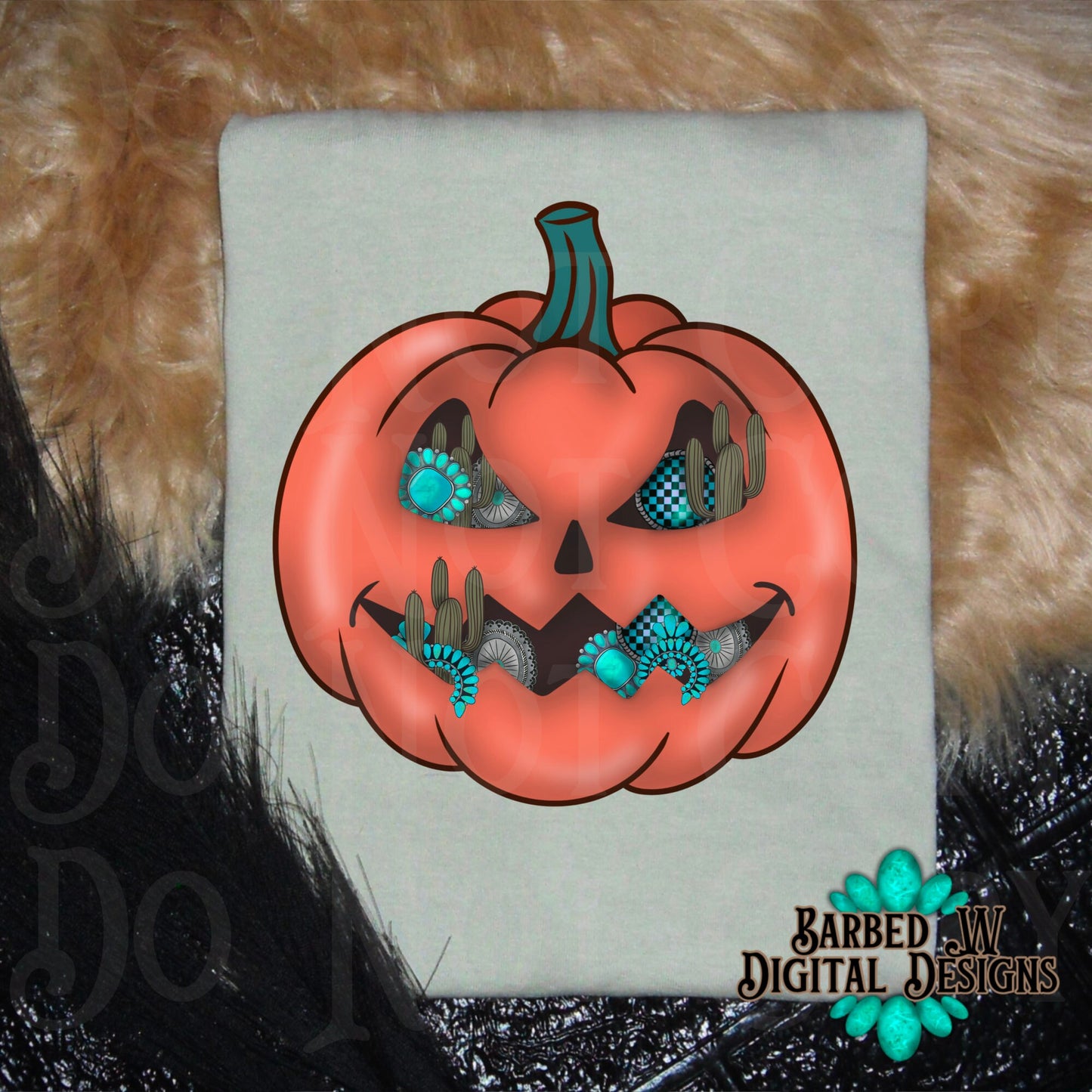 Happy fall png, turquoise pumpkin png, western fall png, turquoise png, punchy png, yallternative png, pumpkin png, Halloween png, cowgirl