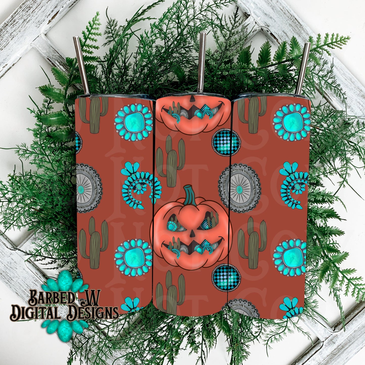 western fall tumbler png, western tumbler png, turquoise tumbler png, seamless tumbler png, pumpkin tumbler png, cactus png, 20 oz straight