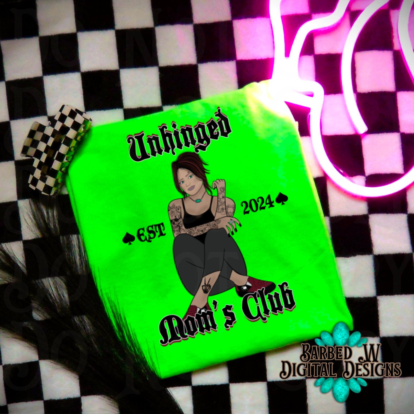 Unhinged moms club png, alternative png, yallternative png, mom png, turquoise png, baddie png, mommy png, mama png, rock n roll png, goth