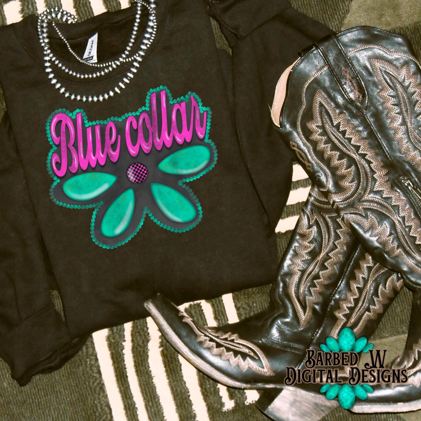 Blue collar png, western png, yallternative png, cowgirl png, turquoise png, alt png, checkers png, trendy png