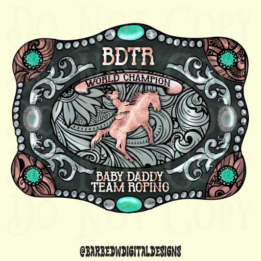 Baby daddy team roping png, western png, cowgirl png, adult humor png, turquoise png, western grunge png, trendy png, punchy png, buckle