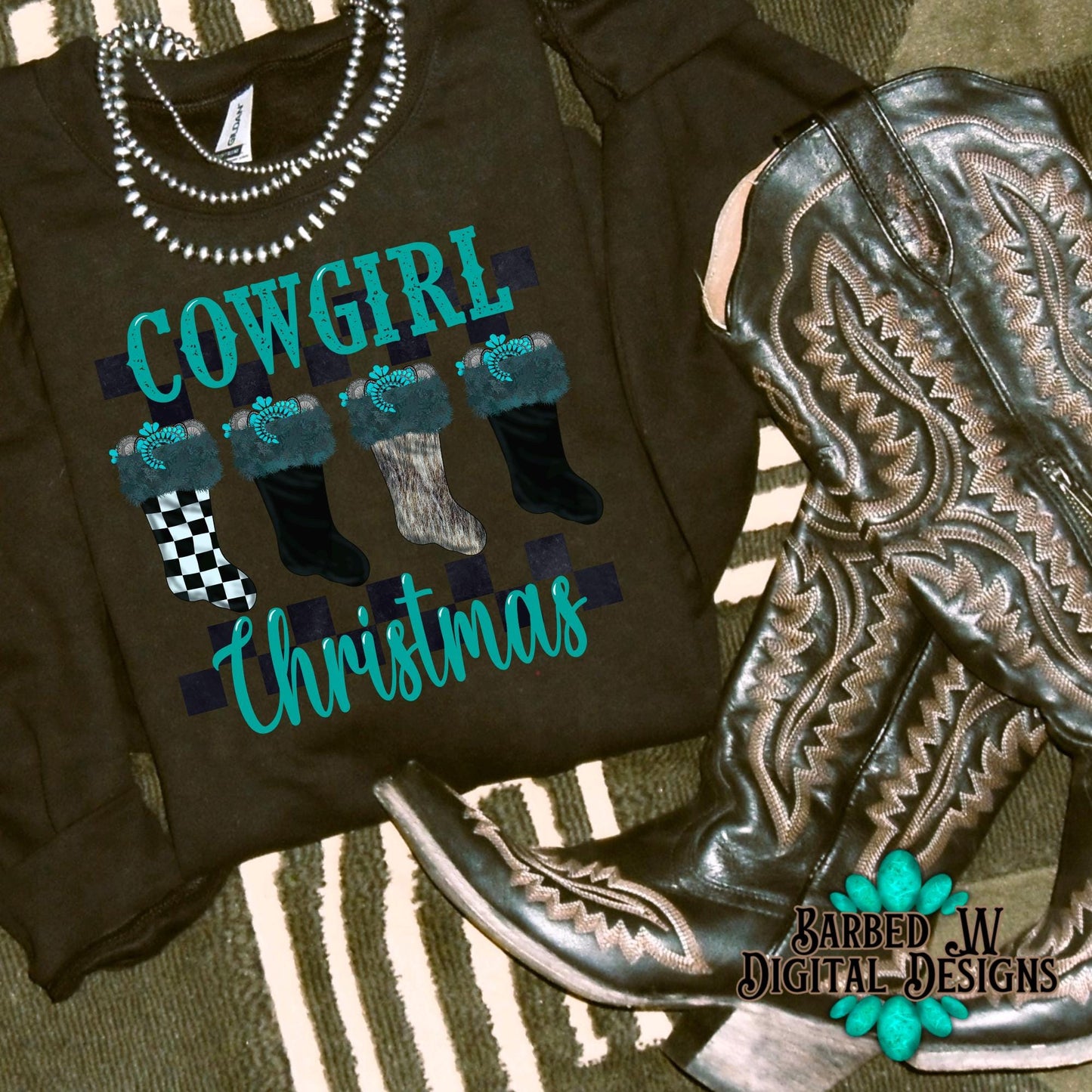 Western christmas png bundle, Christmas png, cowgirl png, checkers png, cowgirl christmas png, turquoise png, yallternative png, cowhide