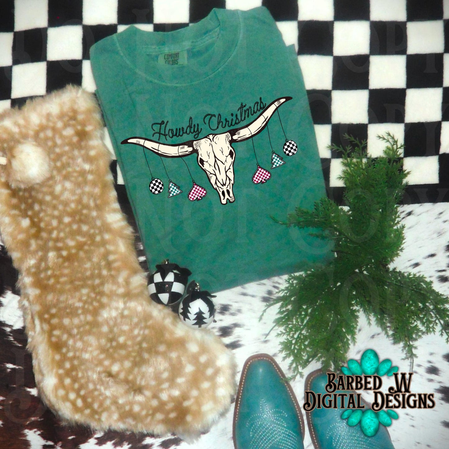 Western christmas png, Howdy Christmas png, cowgirl png, checkers png, cowgirl christmas png, turquoise png, yallternative png,