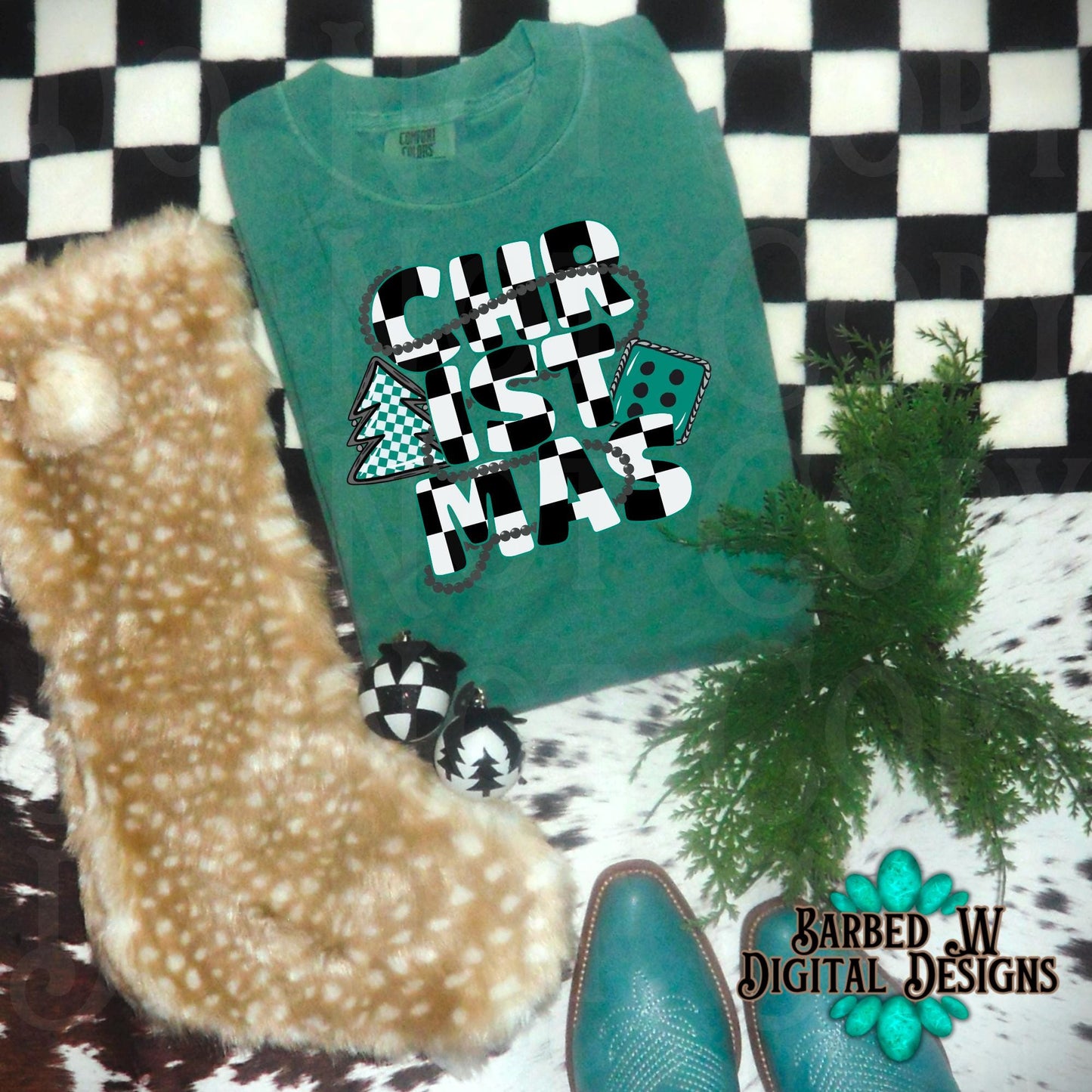 Western christmas png bundle, Christmas png, cowgirl png, checkers png, cowgirl christmas png, turquoise png, yallternative png, cowhide