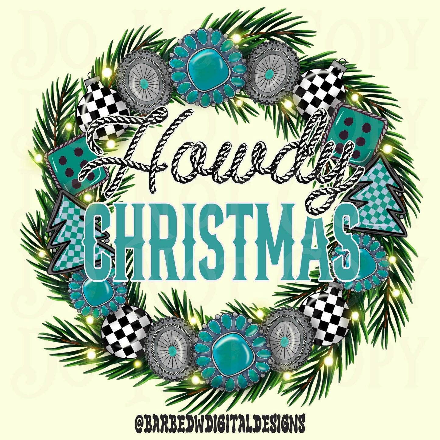 Western christmas png, Christmas png, cowgirl png, checkers png, cowgirl christmas png, turquoise png, yallternative png,