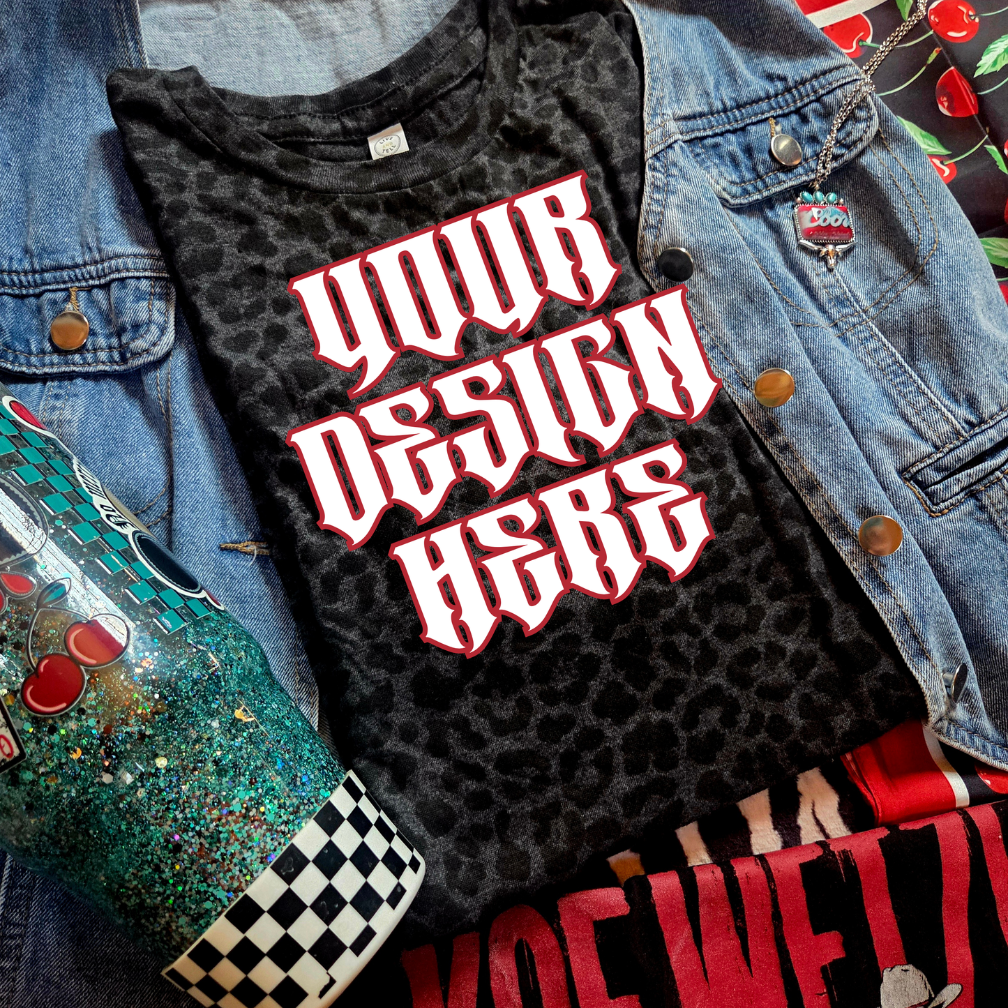 LAT Black Leopard Flatlay Mockup