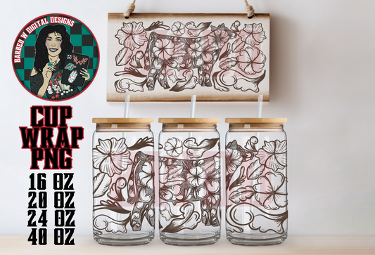 Tooled Leather Show Steer Cup Wrap