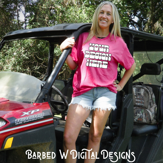 Gildan 50/50 Heliconia Pink Real Life T-Shirt Mockup