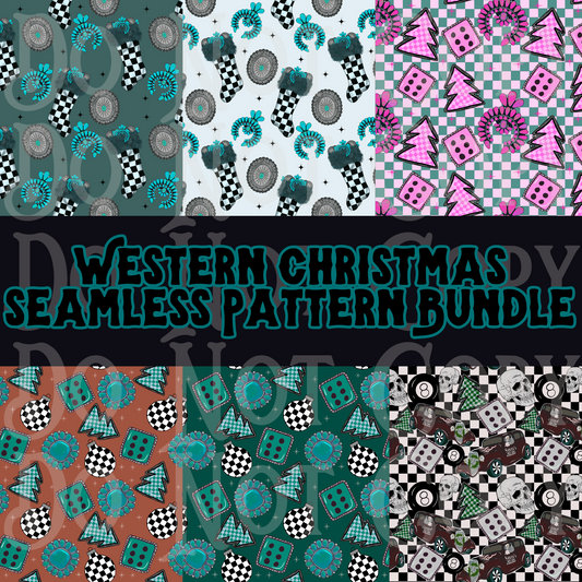 Western christmas seamless pattern bundle, Christmas png, cowgirl png, checkers png, cowgirl christmas png, turquoise png, yallternative png